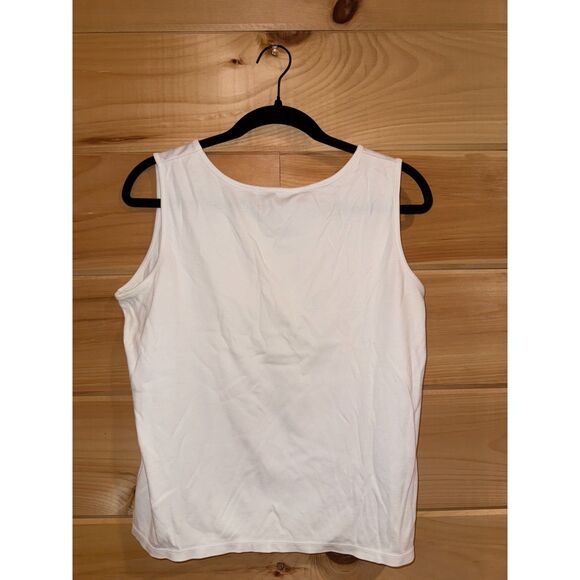 Women's Basic Vintage Scoop Neck White Tank Top - Picture 2 of 3
